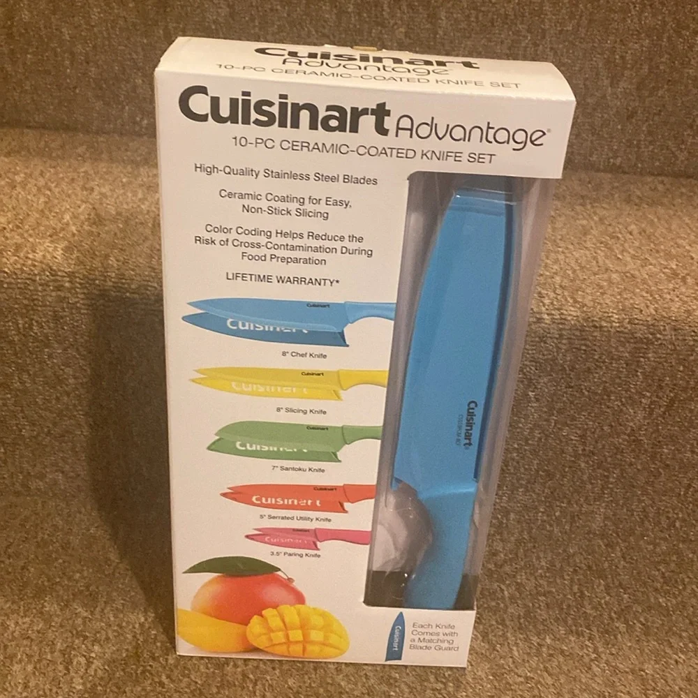 🩵💚🩷💛🧡NWT Cuisinart Advantage 10PC Ceramic Coated Knife Set - Picture 10 of 10